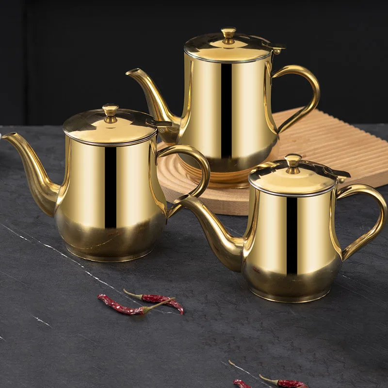 Stainless steel Oil Pot With Filter Screen Strainer Mesh Filter Oil Can Wide Spout Non-slip Bottom 13oz 18oz 24oz 48oz Oil Can