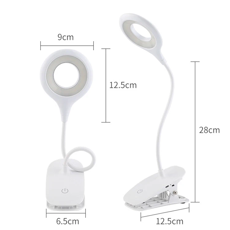 1200mAh lithium battery powered clip on led light USB luminolite modern clip light for bed with round head