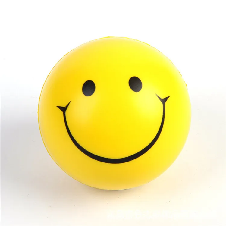 Wholesale PU Stress Ball Yellow Funny Face Kids Antistress Smile Ball Stress Reliever Ball Custom Logo