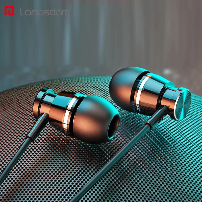 Langsdom M305 Metal Bass Wired Headphone 3.5MM In-ear Earphones with Mic Hifi Earpiece Headset for Phone Xiaomi Samsung Huawei