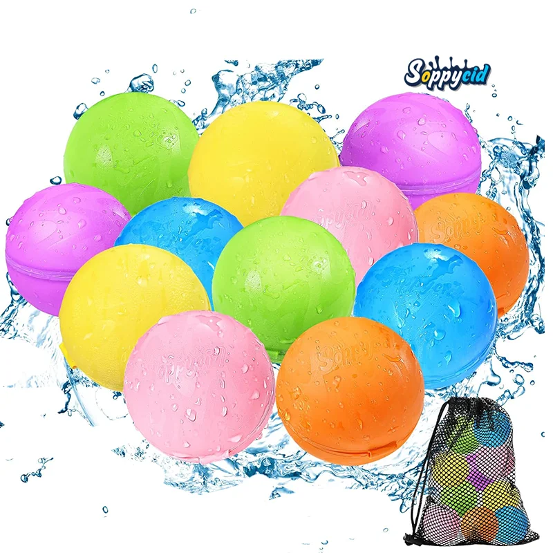 Soppycid Happy Baby Magic Easy Fill Self Sealing Closed Refillable Water Balloons Bomb Silicone Reusable Water Balloons