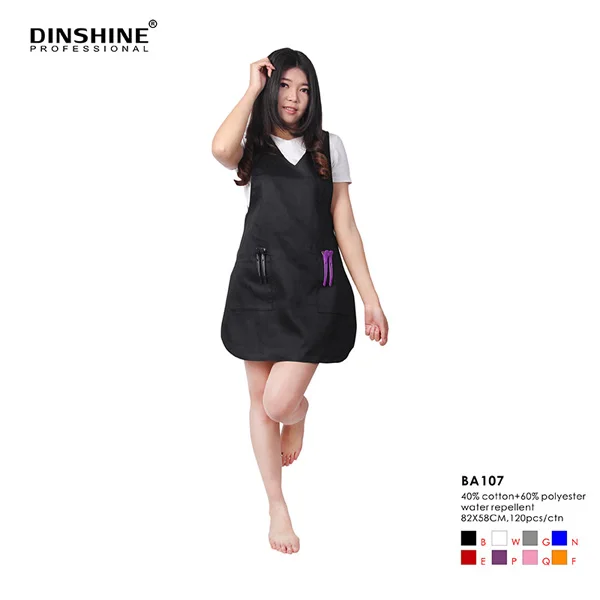 Polyester Waterproof Customized Beauty Hairdresser Apron Work Nail Salon Apron With Tool Pockets