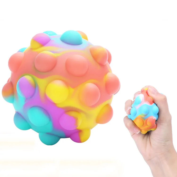 Hot Rainbow 3d Stress Balls Fidget Toy Silicone Popping Push Itting Bubble Fidget Ball Mesh Squish Sensory Ball