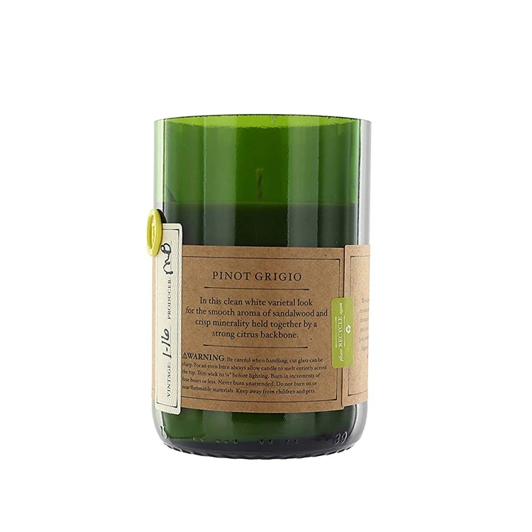 Customize flat bottom empty cut wine bottle candle jars