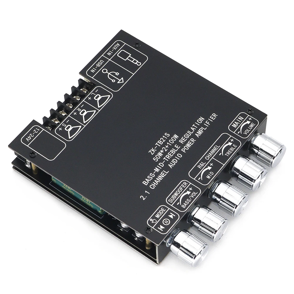 ZK-TB21S TPA3116 2.1 Channel 5.1 Subwoofer Amplifier Board 50WX2+100W Power Audio Stereo Amplifier Board Bass AMP