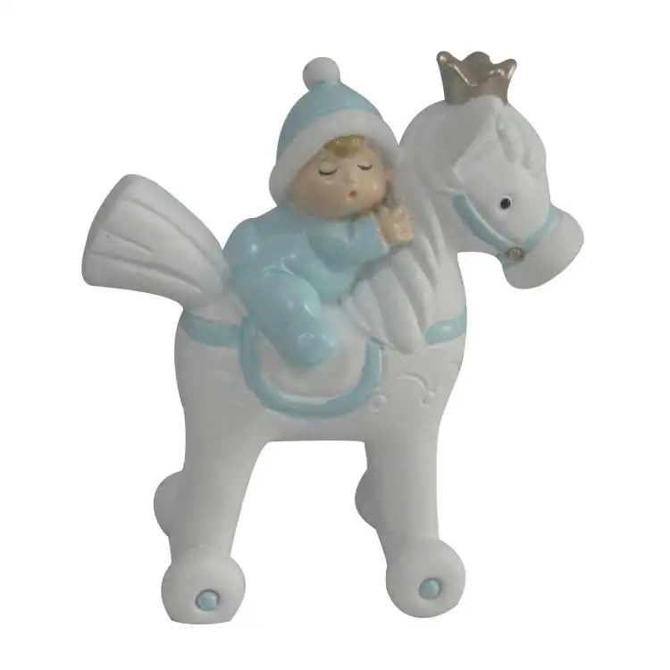 Custom Sculpture Small Baby Boy and Girl Horse Figurine Fancy Gifts Polyresin Baby Shower Figurines