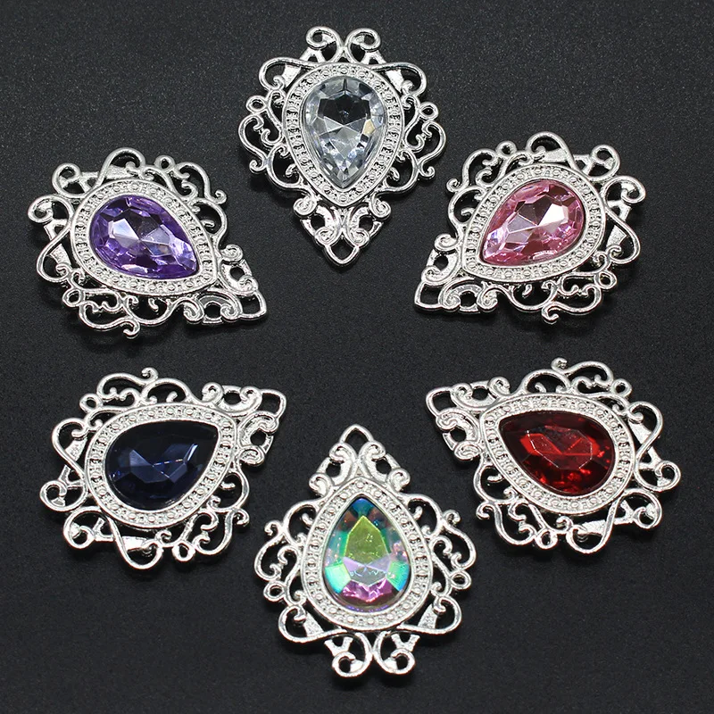 Lan Guang Wholesale Sliver Flatback Alloy Plating Crystal Rhinestone applique Accessories For Women Bridal Dress