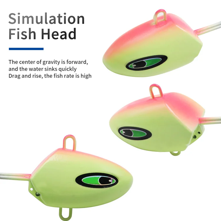 100G 120G 150G 200G 250G 300G 350G Jig Head Luminous Knife Fishing Double hook with fish hook and backstab fishing gear