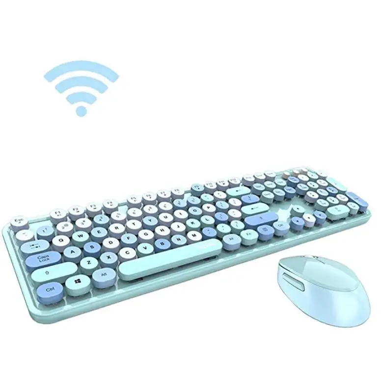 Amazon Gaming Typewriter Red Green Keyboard Mouse Set Combos Color Blue Round keycap Retro Wireless Keyboard and Mouse Combo