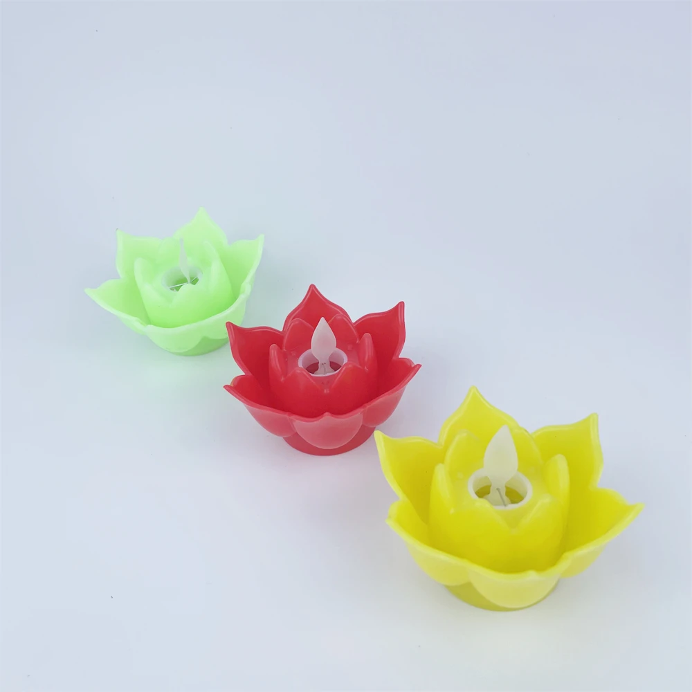 winging flame temple decoration Double-layer blessing lamp LED electronic lotus candle for Buddha