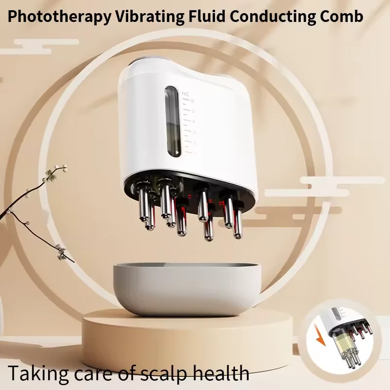 Anti Hair Loss Red Light Therapy Infrared RF EMS Vibration Scalp Massage Brush Electric Hair Growth Oil Applicator Comb