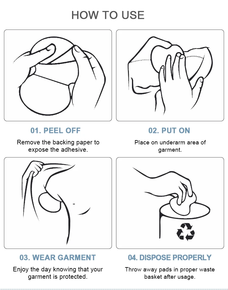 HD120 Disposable Breathable Underarm Armpit anti Sweat Pads for shin man and women