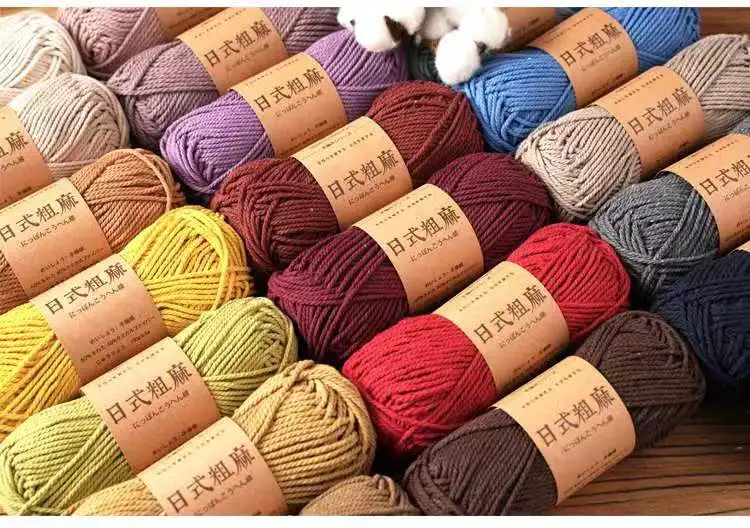 Cotton And Linen Hand Knitting Yarn Thick Fiber Cotton Crochet Yarn For Diy Hat And Bag