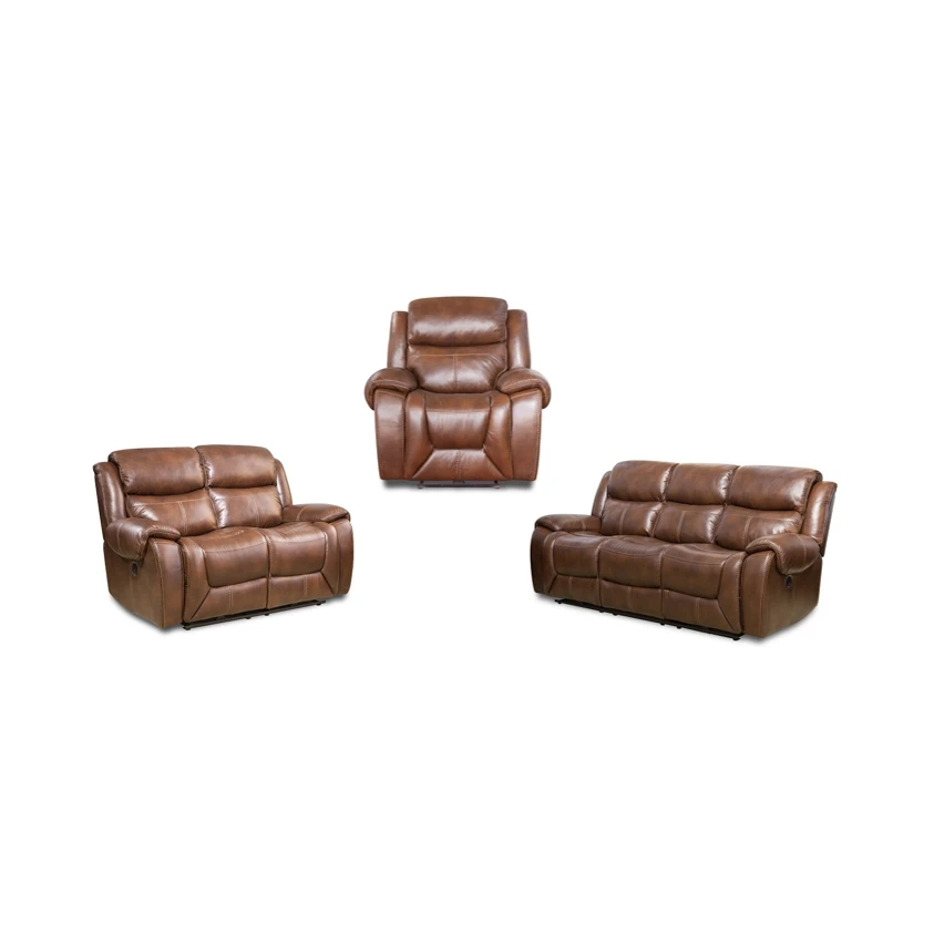 Living room genuine leather relax sofa set recliner