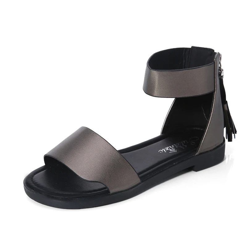 2022 new design summer lady Korean pure color fashion wedges middle-heel casual sandals with one-button belt