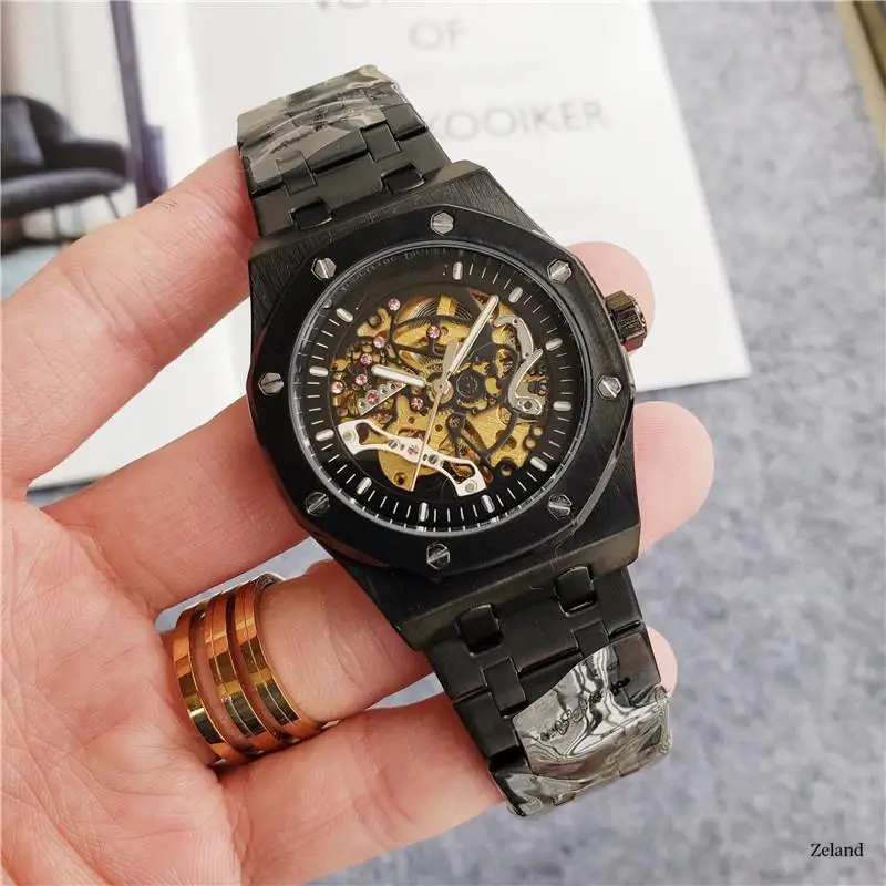 Luxury automatic mechanical watch skeleton mechanisms movements watches men wrist