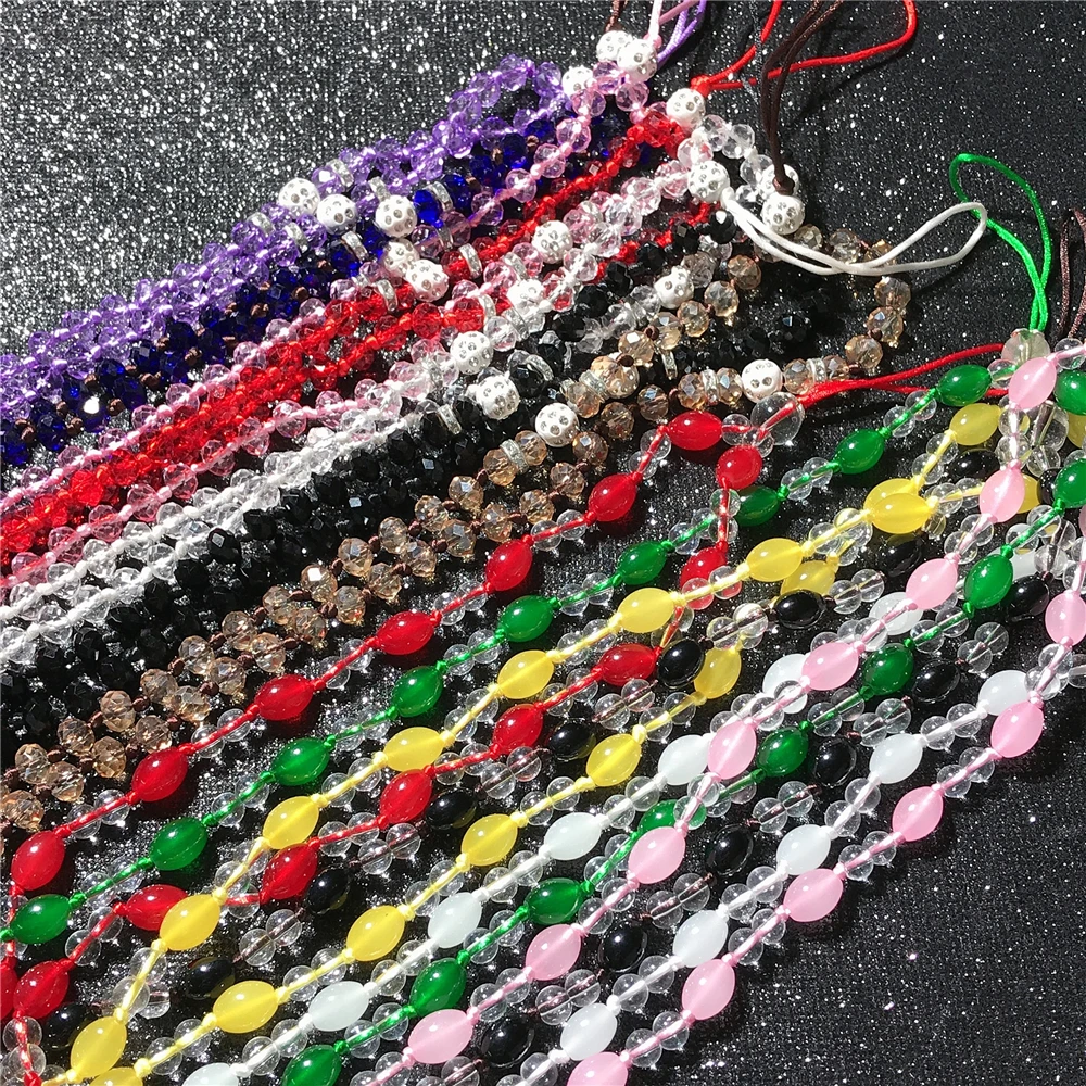 Handmade Beaded Lanyard Crystal Lanyard For Mobile Phone Work Card Id Holder Hanging Neck Chain Women Kids Key Pendant