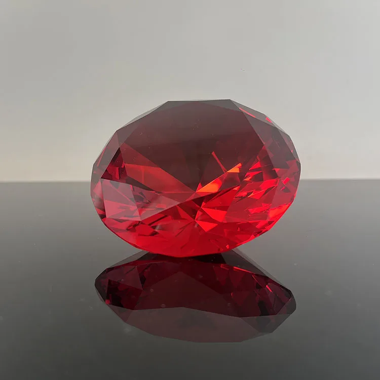 Red Gem Glass diamond shape Crystal Wedding Favor MH-9419