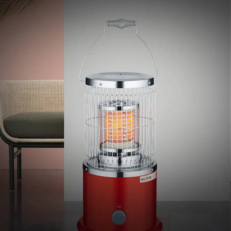 Alocs Lightweight Portable Stainless Steel Oil Heater Glass Burner Kerosene Stove Heater for Indoor Camping with Stove Bag