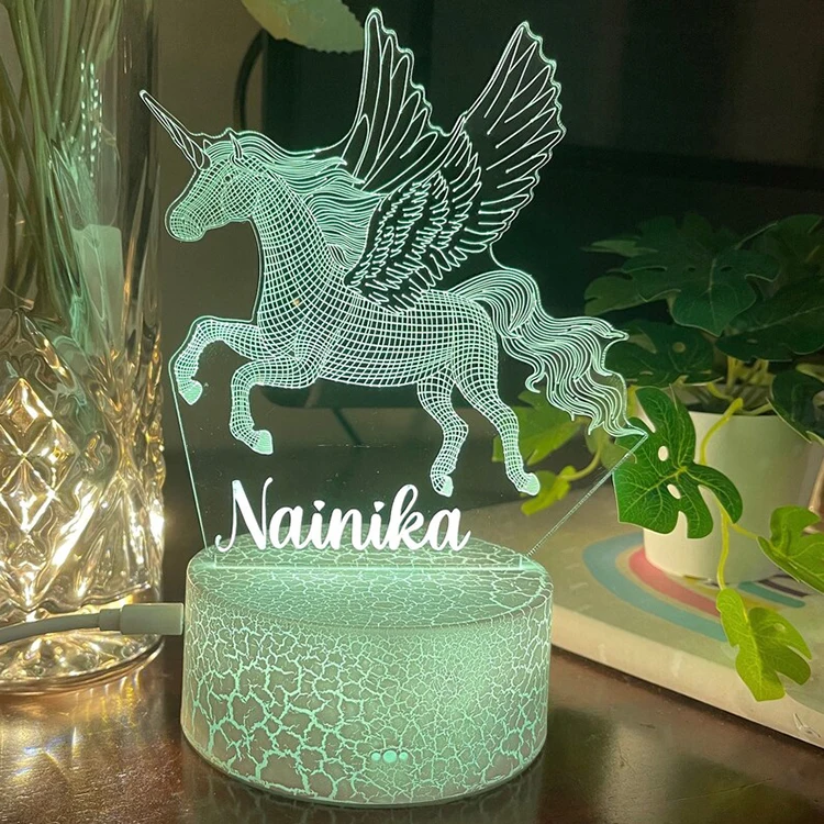 RGB цветная треснувшая круглая база с USB зарядным кабелем Светодиодная настольная лампа 3D Ночная