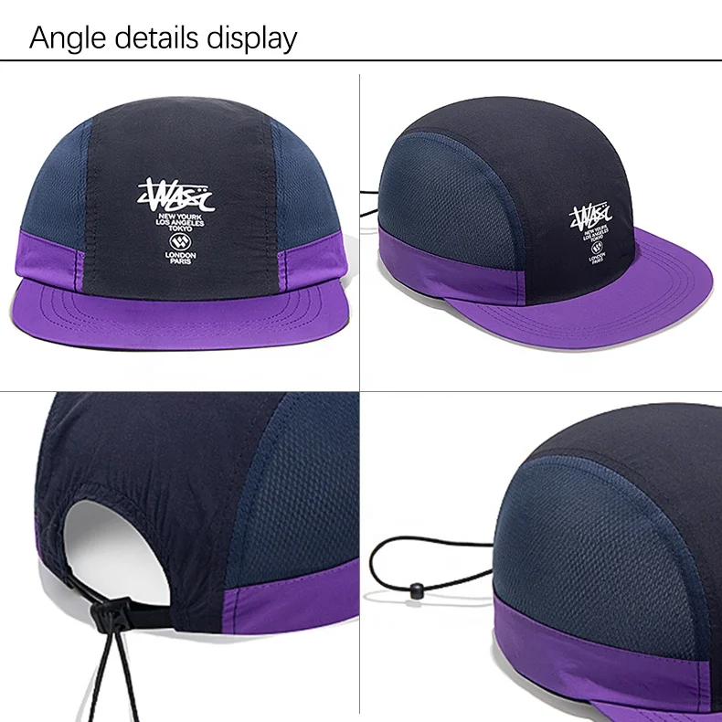 [BSCI] Custom Printed snapback lightweight nylon 5 panel running mesh cap Waterproof Fishing Camping Hat cap