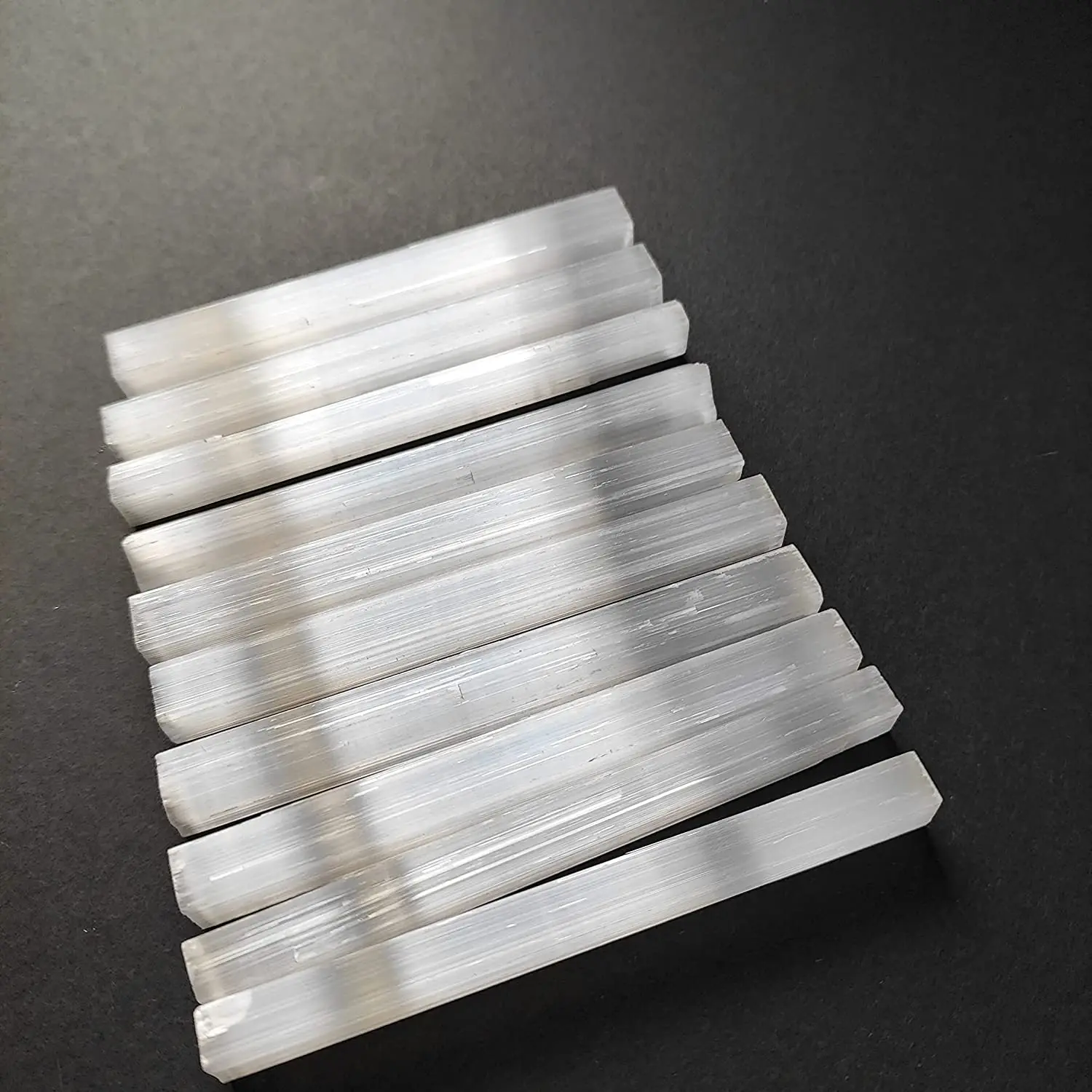 10pcs Natural Selenite Crystal Stick Wands Set Chips Gypsum White Quartz Rough Minerals Specimen Point Healing Stone