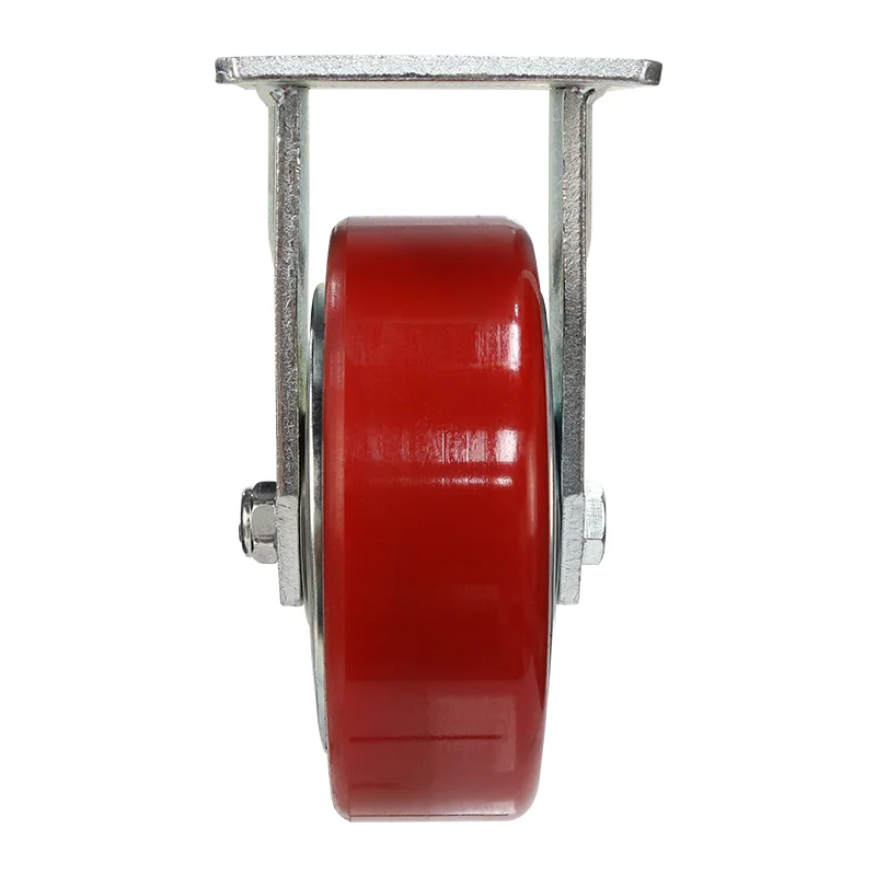Uholan PU Heavy Duty Swivel Double Ball Bearing Caster with Brake Own Manufacturer Cast Iron Core Industrial Wheel Caster