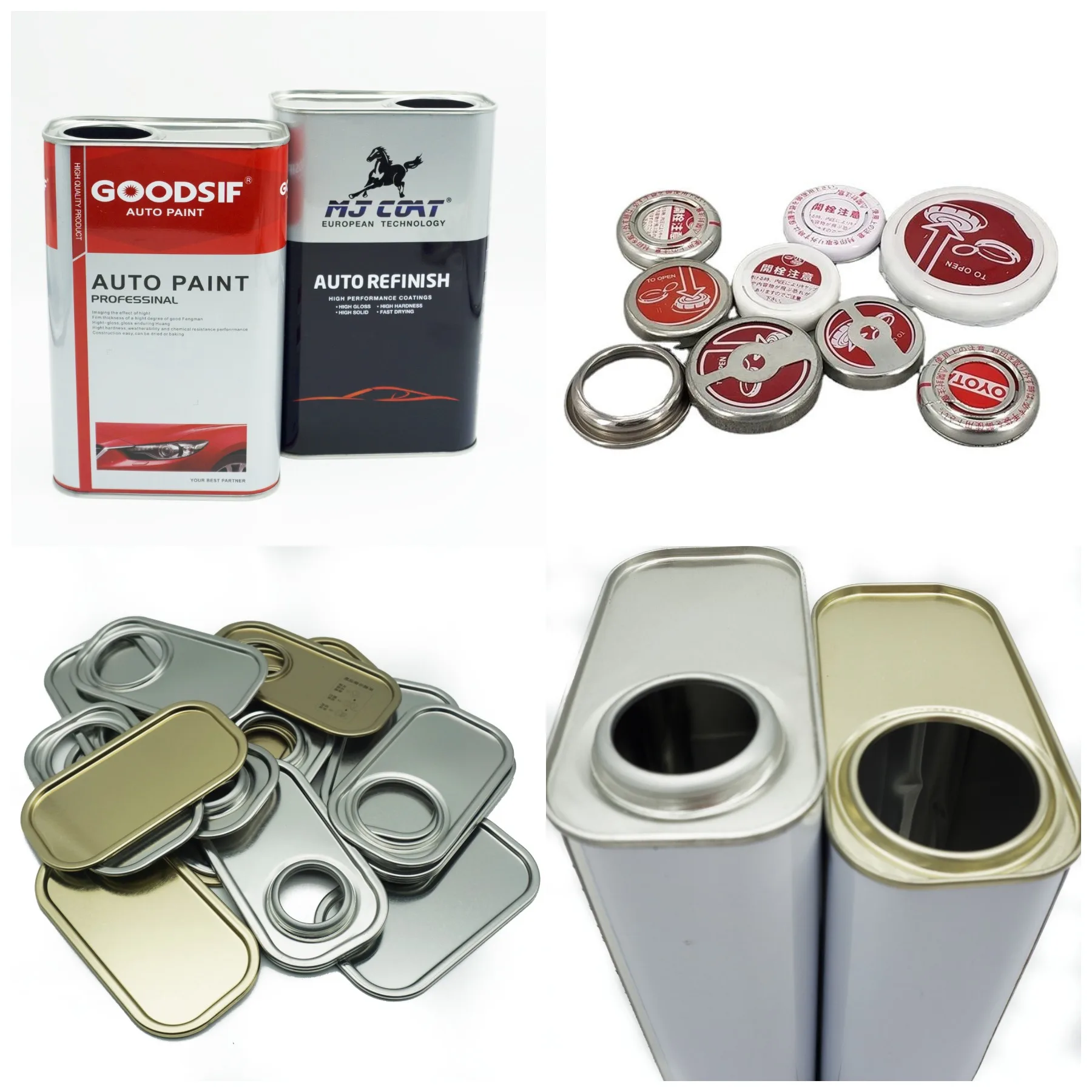 Custom size 4L rectangular chemical metal paint container engine oil tin can with flexible spout lids Metal Can