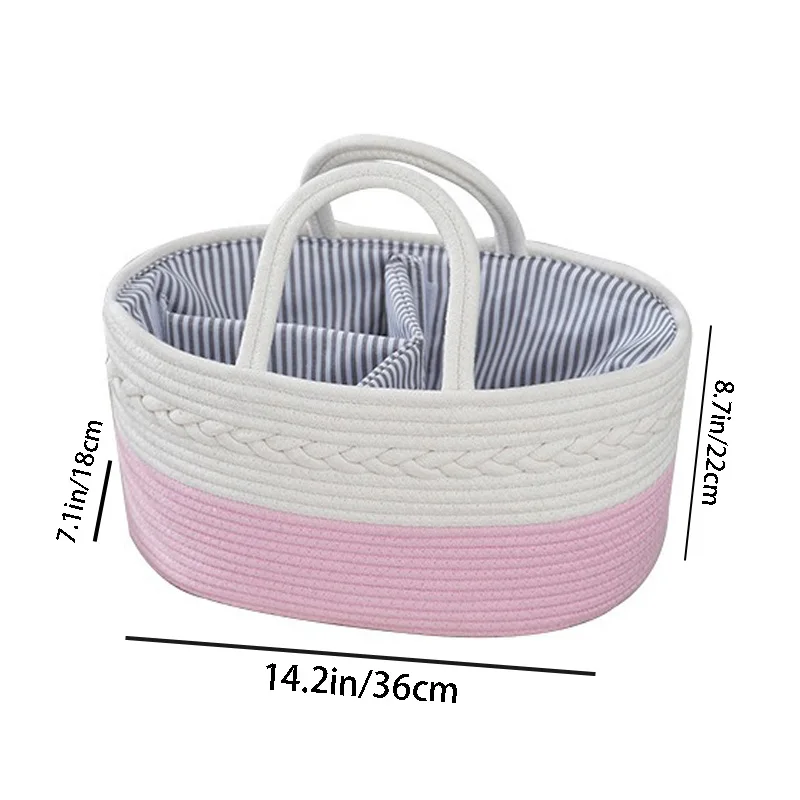 Cotton Baby Diaper Caddy Organizer Nursery Storage Bin Basket Essentials Compartmental Portable Storage Basket