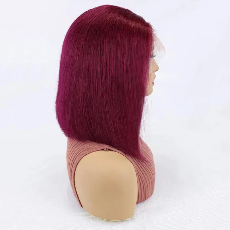 Free Shipping 13x4 ST Bob Wig Lace Front 12inch Red Wigs Human Hair Lace Front Women Wigs Human Hair
