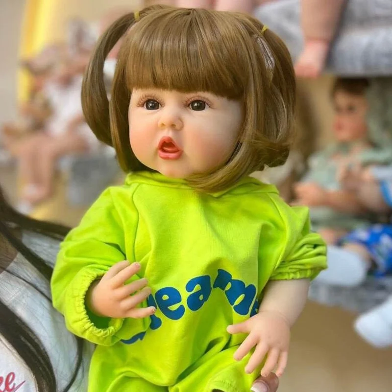 55CM full body soft silicone lifelike real touch reborn baby girl lovely realistic vinyl rebirth toddler princess doll