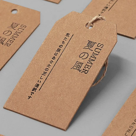 Die Cut Recycled Custom Logo Hanging tag Swing Tag Kraft Paper Hang Tag With Big Hemp Rope