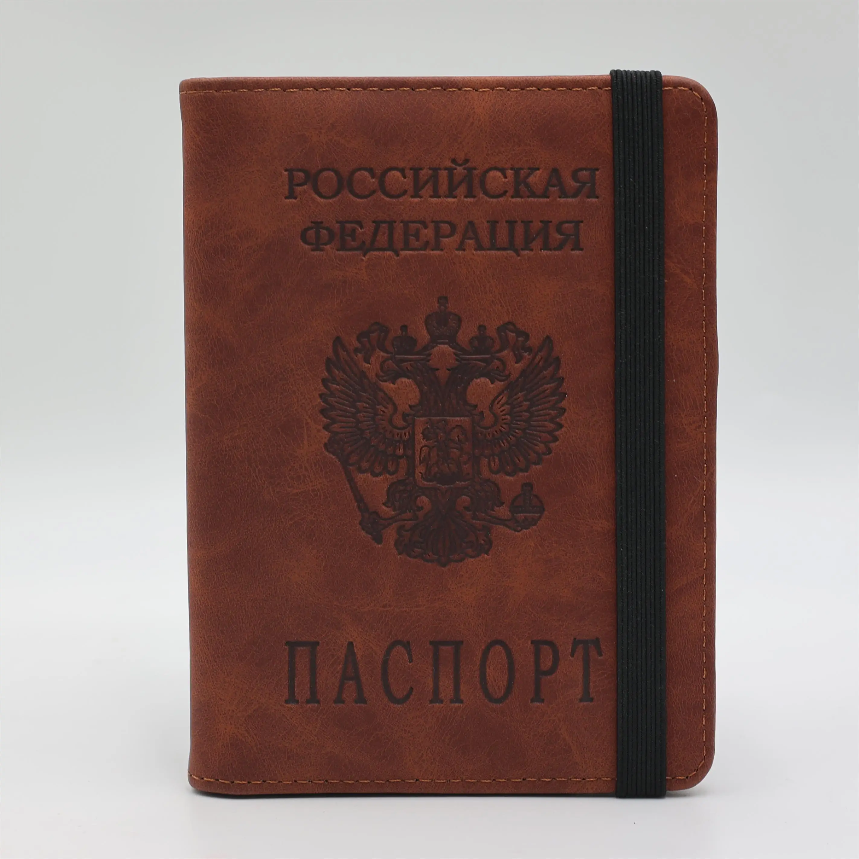 Russia Logo passport holder leather PU passport cover RFID travel wallet sim card certificate bags resistance band passport case