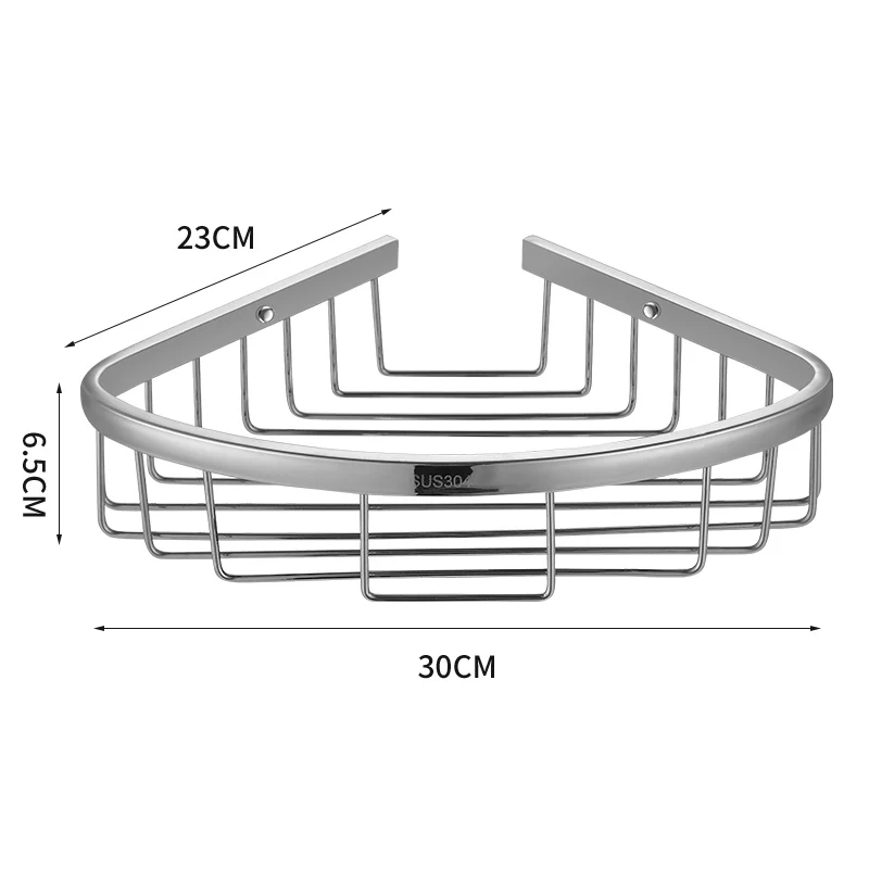 Luxury 304 Stainless Steel Bathroom Shelves Corner Racks Triangle Bathroom Storage Rack Shower Rack Basket