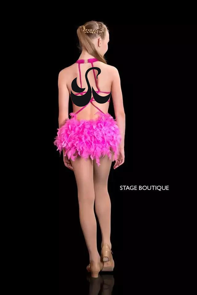 Hot Pink Jade Sequin Feathers Jazz Tap Dance Costume