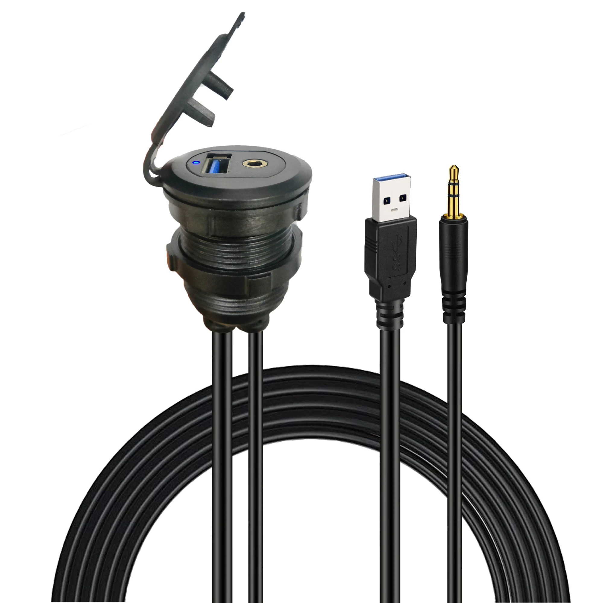  3Ft LBT поликарбонатный корпус 3 5 мм и Usb 0 штекер-гнездо Панель Крепление удлинитель Aux кабель со