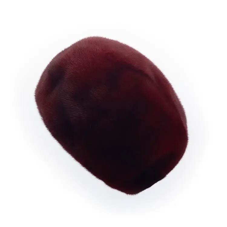 8 colors available luxury burgundy color free size women winter mink fur beanie hat