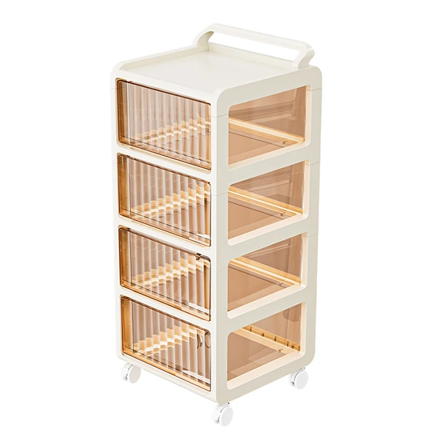 8022-4 Good price 4 tiers kitchen plastic foldable storage box organizer cabinet