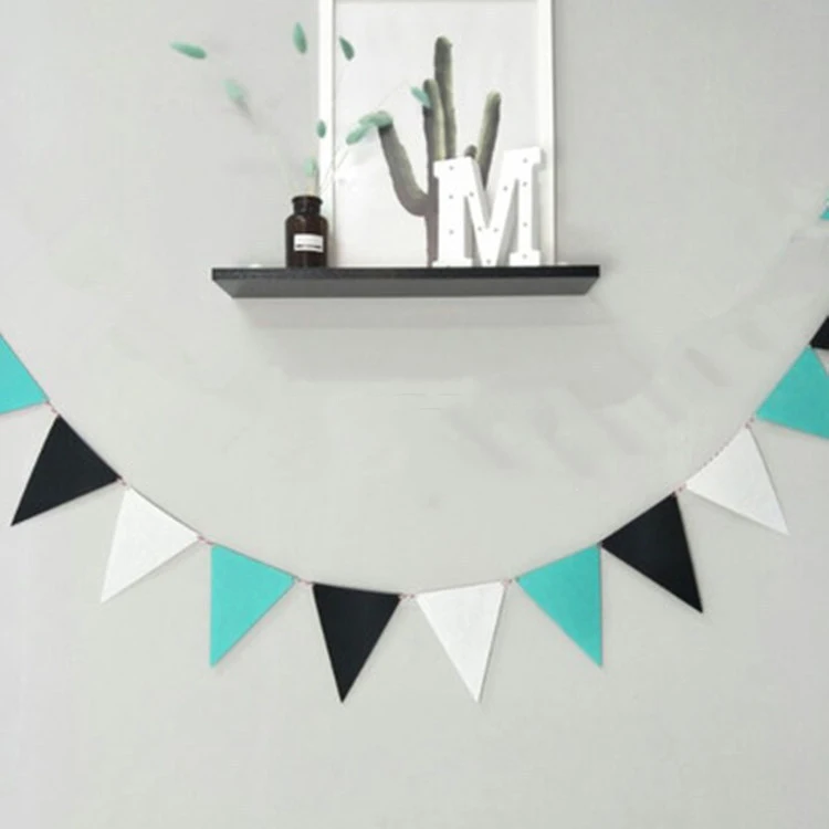 Boy Girls Rooms Home Wall Decoration Felt Hanging Triangle Flag Birthday Party Kindergarten Halloween Christmas Pulling Flag