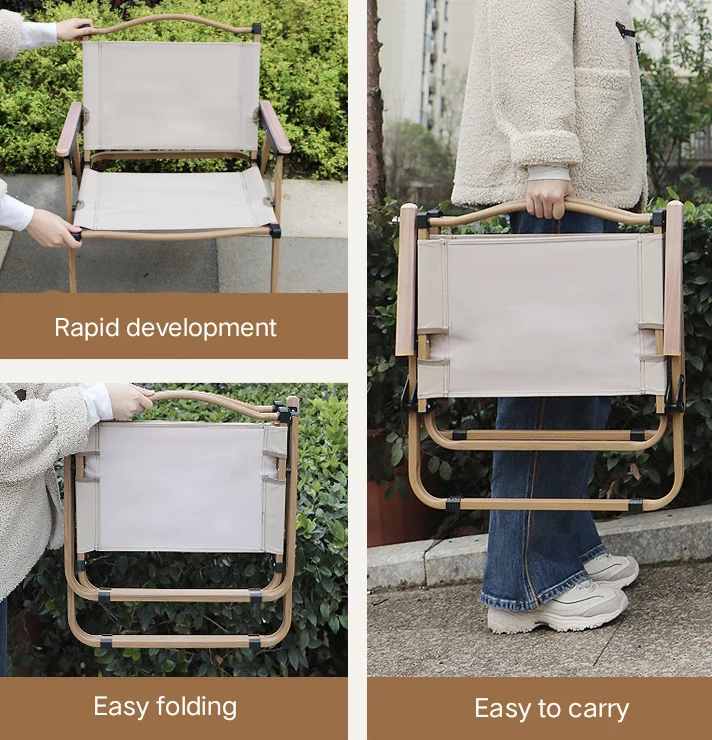 Outdoor Camping Folding Free-installation Strengthening Kermit Chair Portable Picnic Fishing  Beach Wooden Backpack Chair