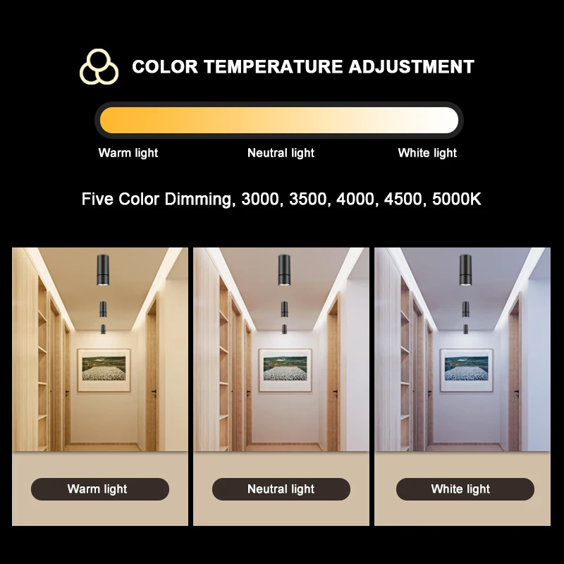 Cabinet wardrobe showroom dedicated spotlight downlight LED dimming model warm white light living room bedroom lighting