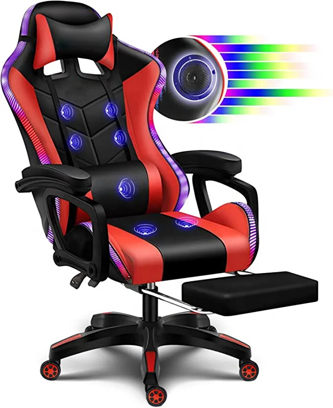 Britain Best Popular New Gaming Chair RGB Gaming Chair with Speaker Optional LED RGB Music Silla Lumbar Support Gaming Chair