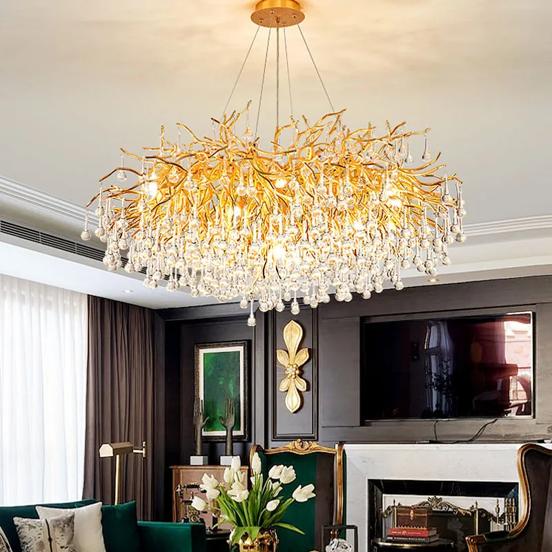 Modern Ceiling Led Lighting Home Luxury Crystal Chandelier Parts Island Tree Branch Chandelier Luxury