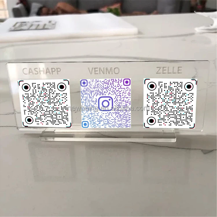 3D Social Media Qr Code Sign Personalized Paypal Scan to Pay App  Gold and Silver Acrylic Qr Code Sign
