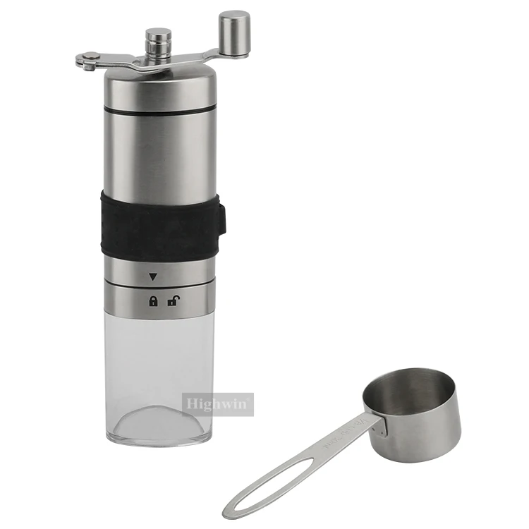 Highwin Заводская нержавеющая сталь корпус заусенцев мельница кофейных зерен ручная кофемолка