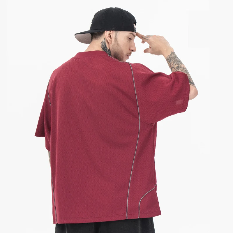 Custom Summer Fashion 100% Cotton Streetwear V-Neck Short Sleeve Plus Size Oversize T-Shirt For Men Tee Shirt