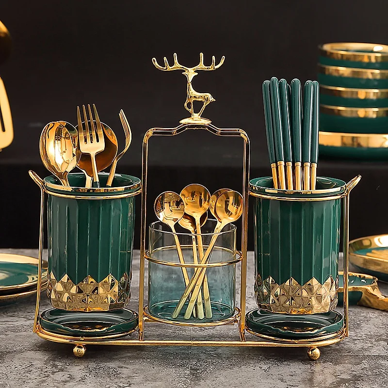 European style tableware storage rack Ceramic storage rack for steak knife fork and spoon Ceramic tableware shelving