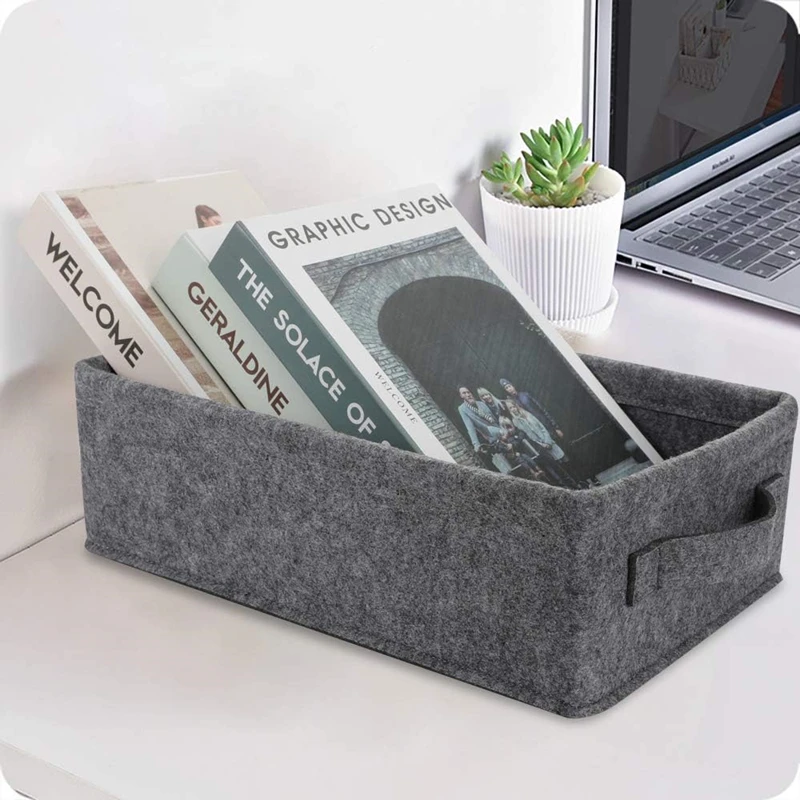 Fabric Drawer Storage Basket Cute Storage Basket Felt Foldable Basket Storage Box for Mobile Phone Headphone Charger Cable