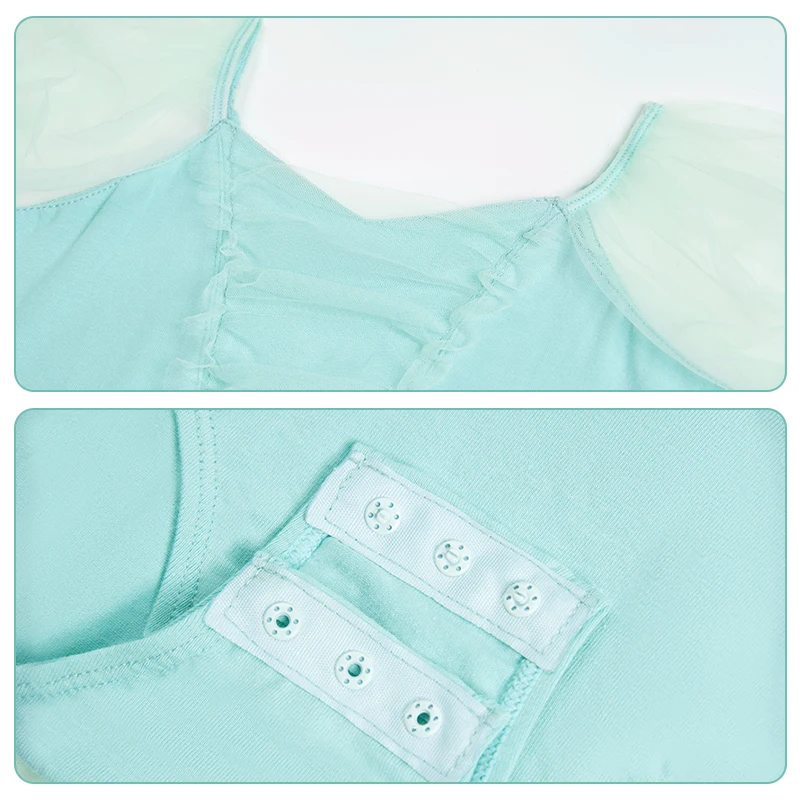 Girls Ballet Leotard Cotton Puff Sleeve Korean Tutu Dress Princess Flower Kids Dance Dress