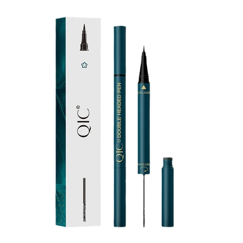 QIC Custom Logo High Quality Black Liquid Waterproof oil free 2in1 water activated eyeliner brush eyeliner